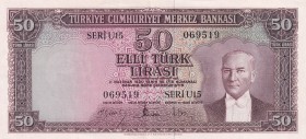 Turkey, 50 Lira, 1951, AUNC, p165, 5. Emission, 4. Tertip
Natural
Estimate: USD 1500-3000