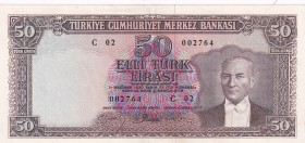 Turkey, 50 Lira, 1960, AUNC, p166, 5. Emission, 5. Tertip
Estimate: USD 300-600