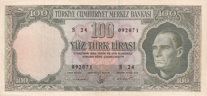 Turkey, 100 Lira, 1962, XF(-), p176a, 5. Emission, 4. Tertip
Estimate: USD 100-...