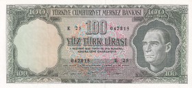 Turkey, 100 Lira, 1969, XF, p182, 5. Emission, 6. Tertip
Estimate: USD 100-200
