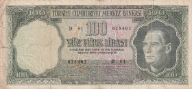Turkey, 100 Lira, 1969, FINE, p182, 5. Emission, 6. Tertip
There are openings and tears
Estimate: USD 20-40