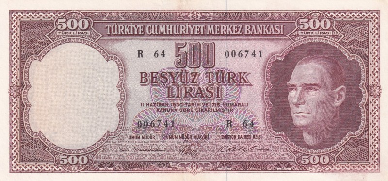 Turkey, 500 Lira, 1962, AUNC, p178a, 5. Emission, 3. Tertip
Natural
Estimate: ...