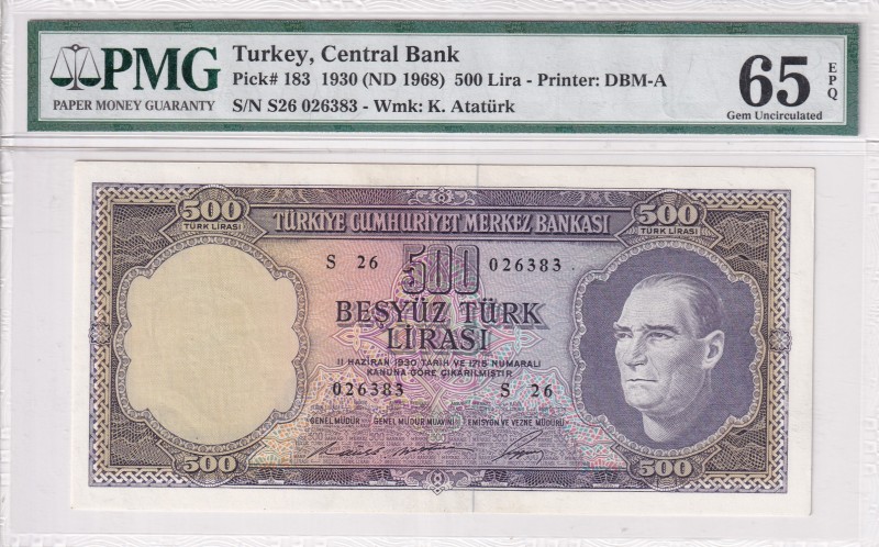 Turkey, 500 Lira, 1968, UNC, p183, 5. Emission, 4. Tertip
PMG 65 EPQ
Estimate:...