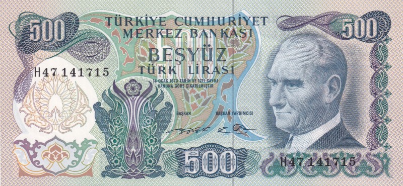 Turkey, 500 Lira, 1974, UNC(-), p190c, 6. Emission, 2. Tertip
Estimate: USD 35-...