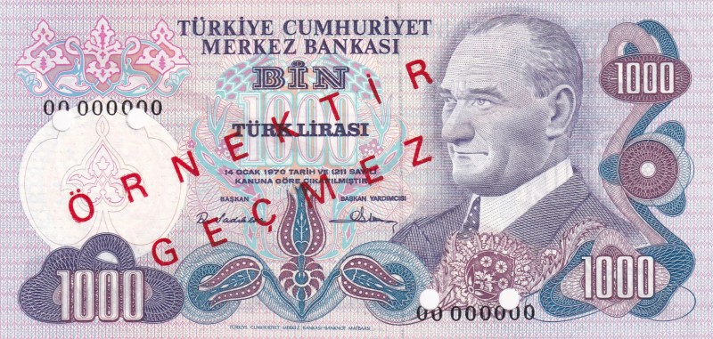 Turkey, 1.000 Lira, 1978, UNC, p191, 6. Emission, 1. Tertip
It has the word "ÖR...