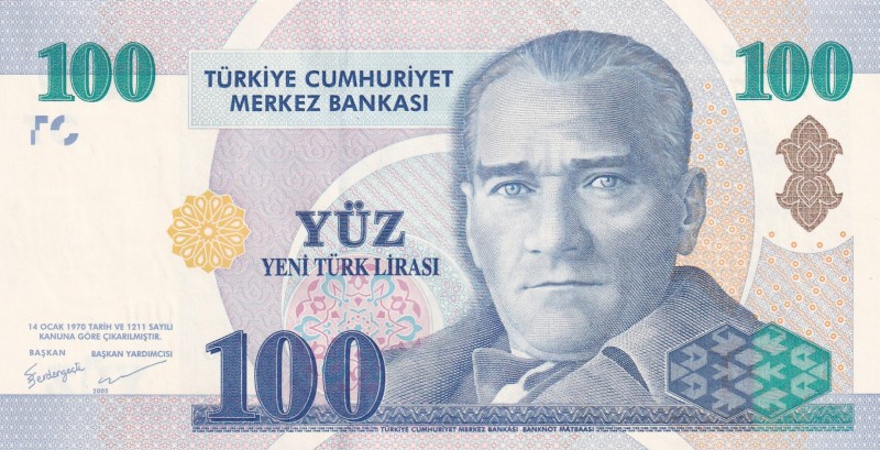 Turkey, 100 Yeni Türk Lirası, 2005, UNC, p221, 8. Emission 1. Tertip
There are ...