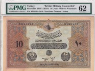 Turkey, Ottoman Empire, 10 Livres, 1918, UNC, p110x
PMG 62
Estimate: USD 100-200