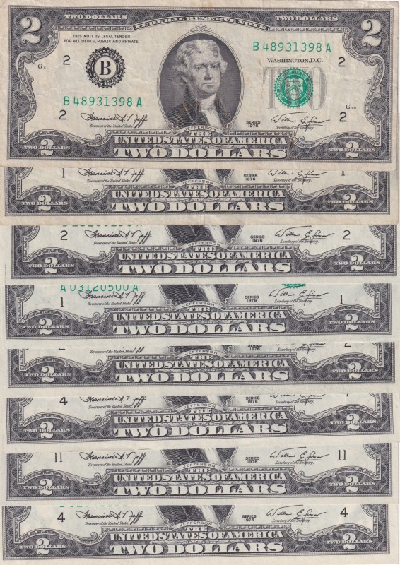 United States of America, 2 Dollars, 1976, p461, (Total 8 banknotes)
Estimate: ...