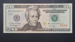 United States of America, 20 Dollars, 2013, UNC, p541
Top 100 Serial Numbers
Estimate: USD 200-400
