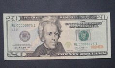 United States of America, 20 Dollars, 2013, UNC, p541
Top 100 Serial Numbers
Estimate: USD 200-400