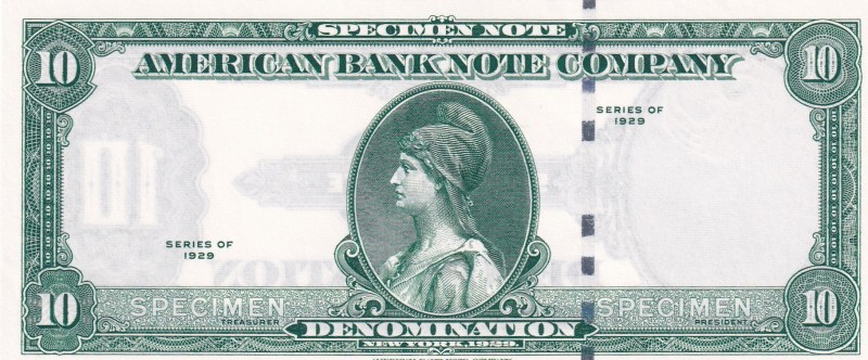 United States of America, 10 Dollars, 1929, UNC, SPECIMEN
New York, American Ba...