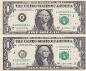 United States of America, 1 Dollar, 2003/2009, UNC, p515b, p530, (Total 2 banknotes)
8 Numbers and 2 Letters Exact Twin
Estimate: USD 600-1200
