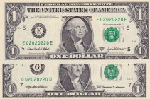 United States of America, 1 Dollar, 1999/2003, UNC, p515b; p504, (Total 2 banknotes)
8 Digit Twin and Day-month-year Team
Estimate: USD 250-500