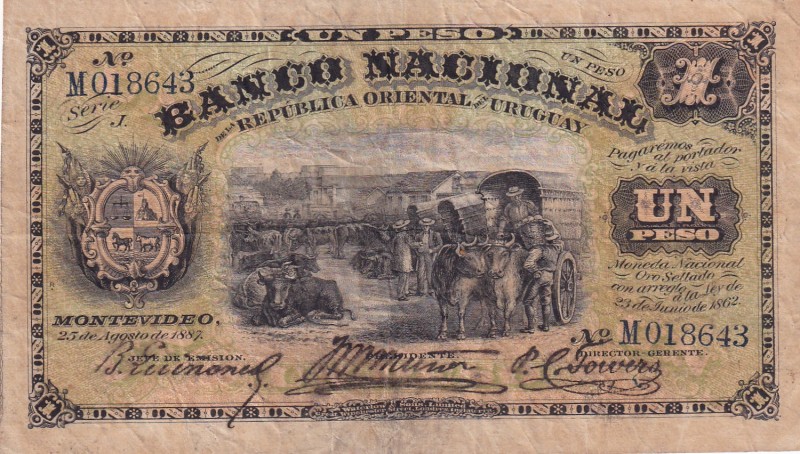 Uruguay, 1 Peso, 1887, VF, pA90a
Estimate: USD 70-140