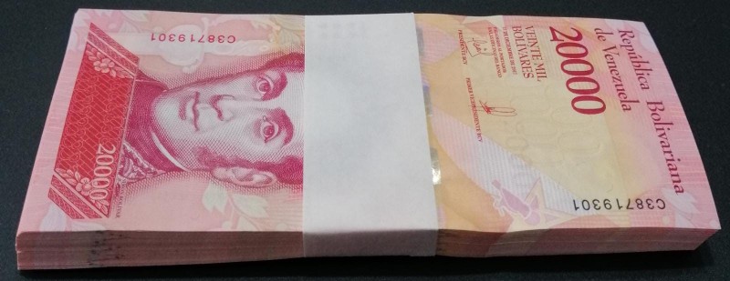 Venezuela, 20.000 Bolívares, 2017, UNC, pNew, BUNDLE
(Total 100 consecutive ban...