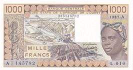 West African States, 1.000 Francs, 1985, UNC, p107Af
"A'' Ivory Coast