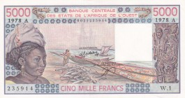 West African States, 5.000 Francs, 1978, UNC(-), p108Ab
"A'' Ivory Coast
