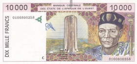 West African States, 10.000 Francs, 2001, UNC, p314Cj
"C'' Burkina Faso