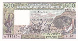 West African States, 500 Francs, 1989, UNC, p606Hk
Estimate: USD 15-30