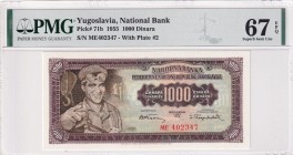 Yugoslavia, 1.000 Dinara, 1955, UNC, p71b
PMG 67 EPQ
Estimate: USD 25-50