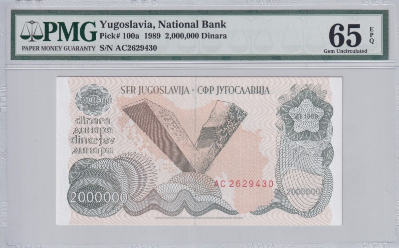 Yugoslavia, 2.000.000 Dinara, 1989, UNC, p100a
PMG 65 EPQ
Estimate: USD 100-20...