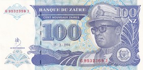 Zaire, 100 Nouveaux Zaires, 1994, UNC, p60, Radar
Estimate: USD 25-50