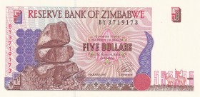 Zimbabwe, 5 Dollars, 1997, UNC, p5, Radar
Estimate: USD 25-50