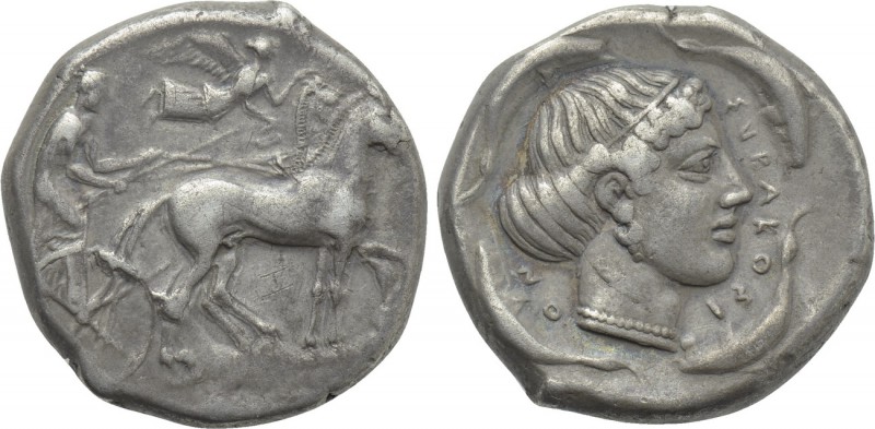 SICILY. Syracuse. Second Democracy (466-405 BC). Tetradrachm. 

Obv: Chariotee...