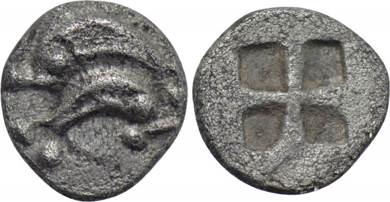 THRACE. Thasos. Obol (Circa 500-480 BC). 

Obv: Two dolphins swimming in oppos...