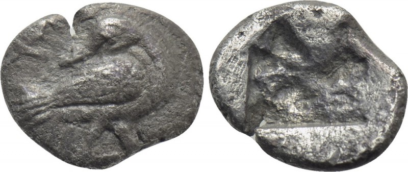 MACEDON. Eion. Diobol (Circa 480-470 BC). 

Obv: Goose standing right, head le...