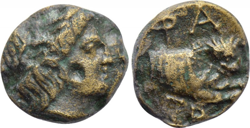 MACEDON. Phagres. Ae (Circa 400-350 BC). 

Obv: Laureate head of Apollo right....