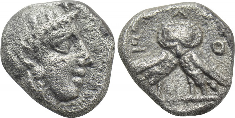 ATTICA. Athens. Diobol (Circa 400/390-353 BC). 

Obv: Helmeted head of Athena ...