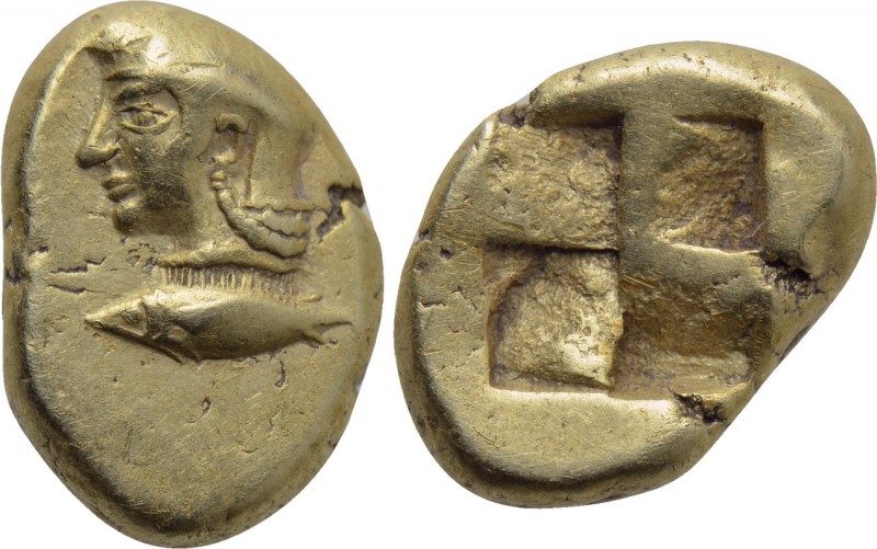 MYSIA. Kyzikos. EL Hekte (Circa 550-450 BC). 

Obv: Helmeted head of Athena le...