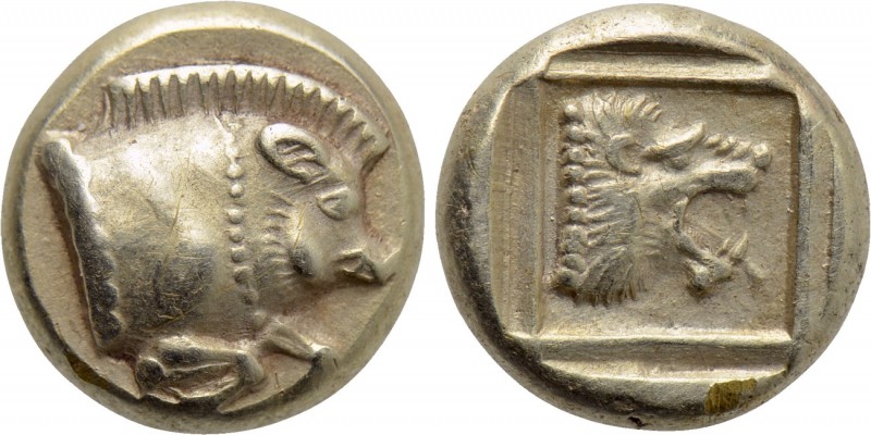 LESBOS. Mytilene. EL Hekte (Circa 454-428/7 BC).

Obv: Forepart of boar right....