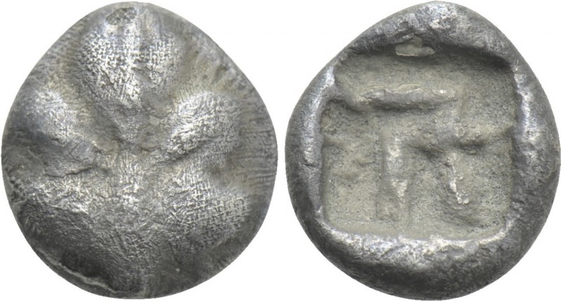 CARIA. Kameiros. Hemiobol (Circa 500-460 BC). 

Obv: Fig leaf.
Rev: Incuse sq...