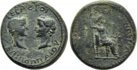 MYSIA. Pergamum. Tiberius with Augustus and Livia (14-37). Ae. Poppaeus, proconsul, and Menogenes, magistrate.