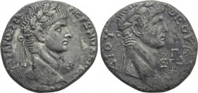SELEUCIS & PIERIA. Antioch. Nero with Divus Claudius (54-68). Tetradrachm. Dated RY 3 and Year 105 of the Caesarean Era (56/7).
