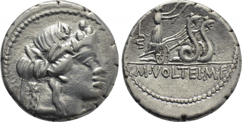 M. VOLTEIUS M.F. Denarius (78 BC). Rome. 

Obv: Wreathed head of Bacchus right...