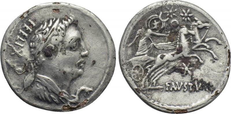 FAUSTUS CORNELIUS SULLA. Fourrée Denarius (56 BC). Imitating Rome.

Obv: FEELI...