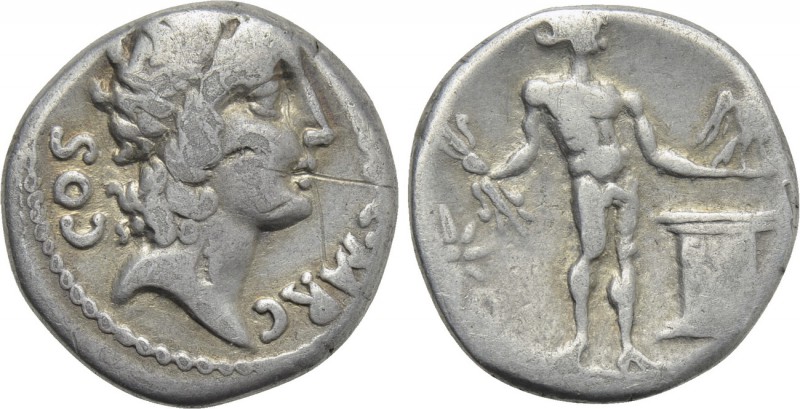 L. CORNELIUS LENTULUS and C. CLAUDIUS MARCELLUS. Denarius (49 BC). Apollonia min...