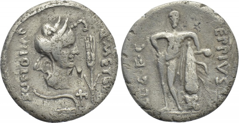 Q. CAECILIUS METELLUS PIUS SCIPIO and EPPIUS. Denarius (47-46 BC). Military mint...