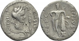 Q. CAECILIUS METELLUS PIUS SCIPIO and EPPIUS. Denarius (47-46 BC). Military mint traveling with Scipio in Africa.