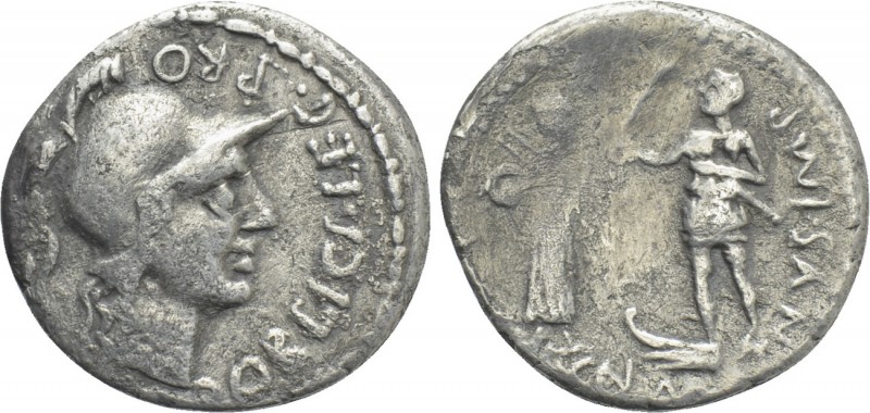 CNAEUS POMPEY II. Denarius (46-45 BC). Corduba; Marcus Poblicius, legatus pro pr...