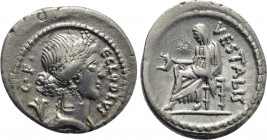 C. CLODIUS C.F. VESTALIS (43 BC). Denarius. Rome.