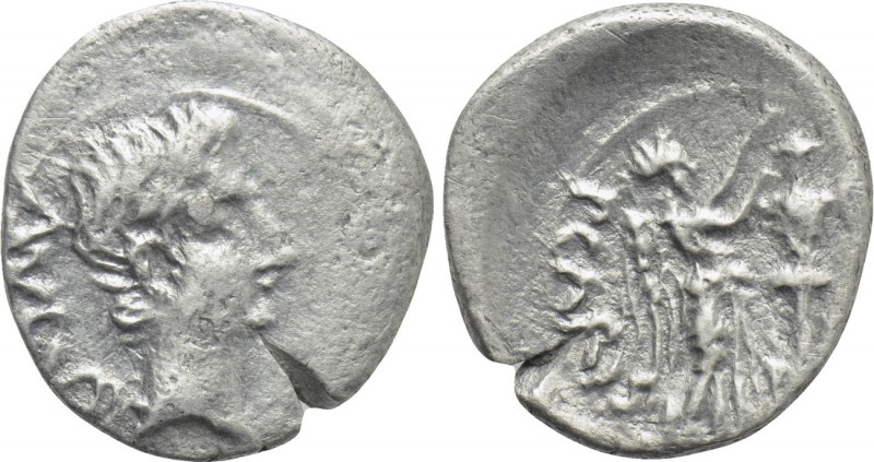 AUGUSTUS (27 BC-14 AD). Quinarius. Emerita; P. Carisius, legatus pro praetore. ...