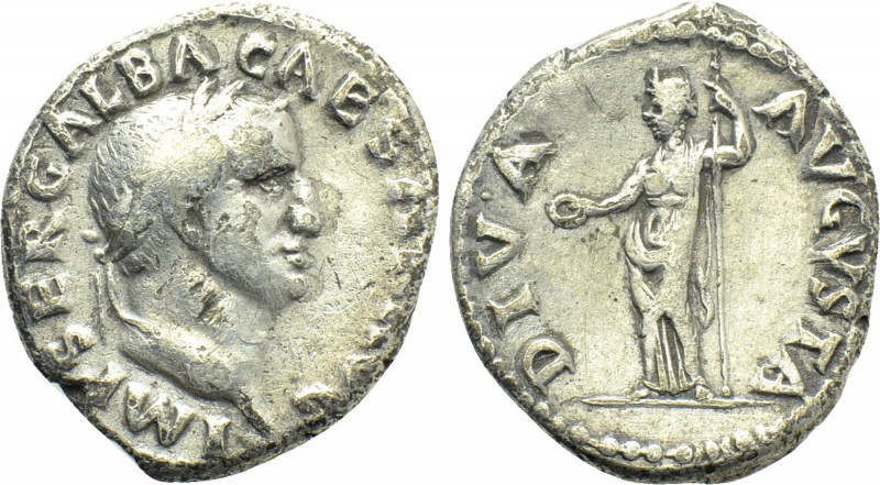GALBA (68-69). Denarius. Rome. 

Obv: IMP SER GALBA CAESAR AVG. 
Laureate hea...