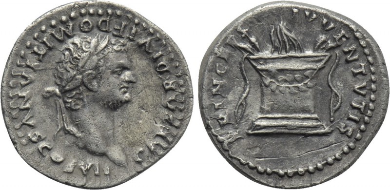 DOMITIAN (Caesar, 69-81). Denarius. Rome. 

Obv: CAESAR DIVI F DOMITIANVS COS ...