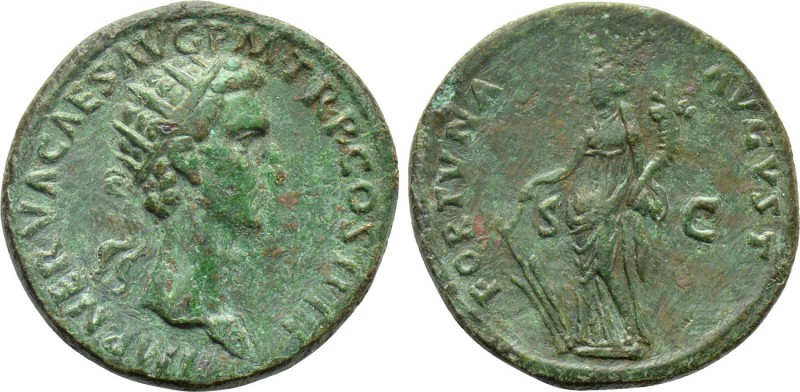 NERVA (96-98). Dupondius. Rome. 

Obv: IMP NERVA CAES AVG P M TR P COS II P P....