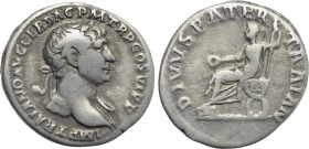 TRAJAN with TRAJAN PATER (98-117). Denarius. Rome.