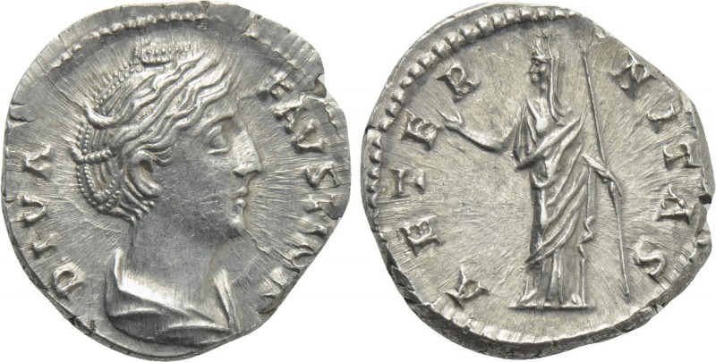 DIVA FAUSTINA I (Died 140/1). Denarius. Rome. Struck under Antoninus Pius. 

O...